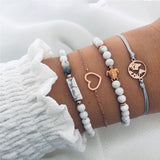 NEWBUY 23 Style Mix Turtle Heart Pearl Wave LOVE Crystal Marble Charm Bracelets for Women Boho Tassel Bracelet Femme Bijoux